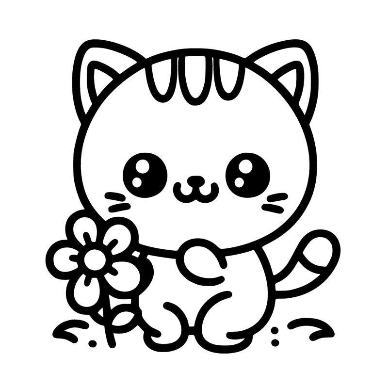 cute cat with a little flower