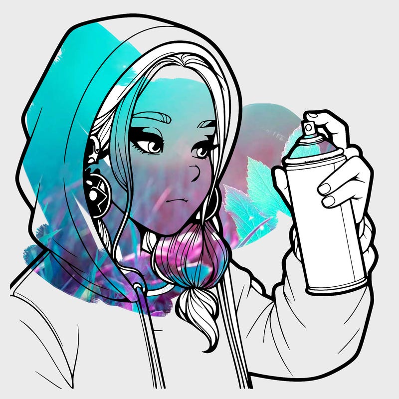 a realistic girl, spray painting