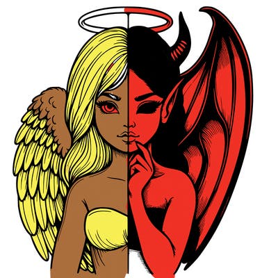 realistic angel half demon