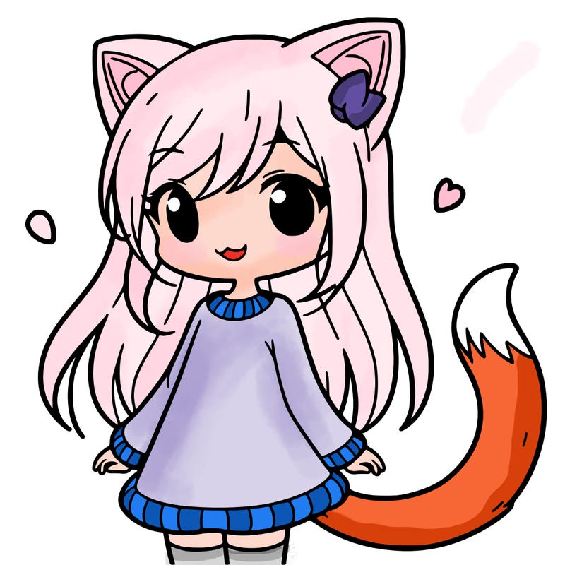 girl with cat ears and tail