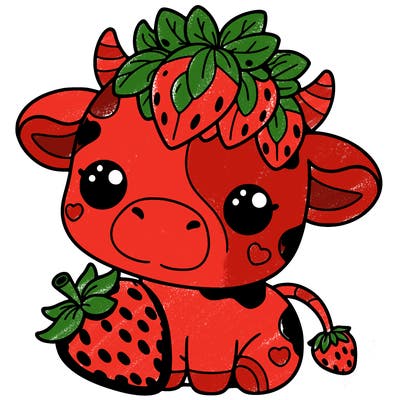 cute strawberry cow