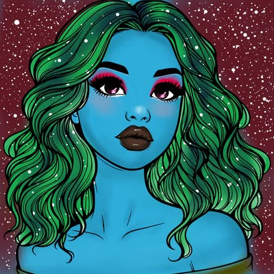 realistic girl with wavy hair and lips