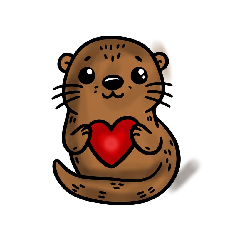 otter with a heart