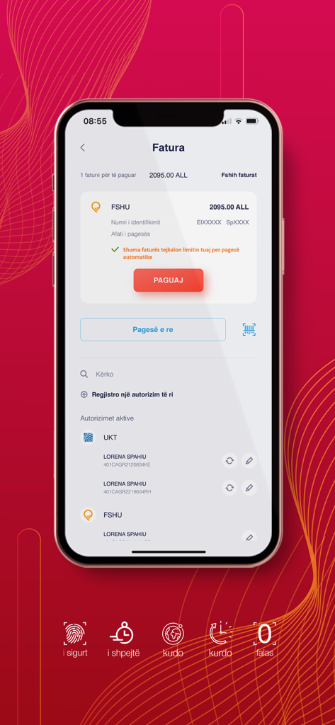 Interfaz de la aplicación móvil BKT Smart que muestra la pantalla de pago de facturas de servicios públicos para servicios de electricidad y agua