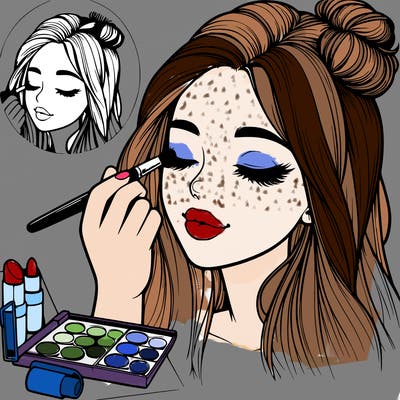 realistic girl doing makeup