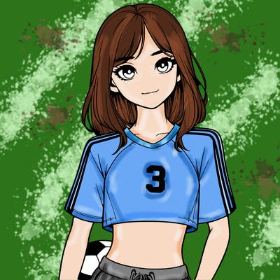 realistic girl wearing soccer jersey
