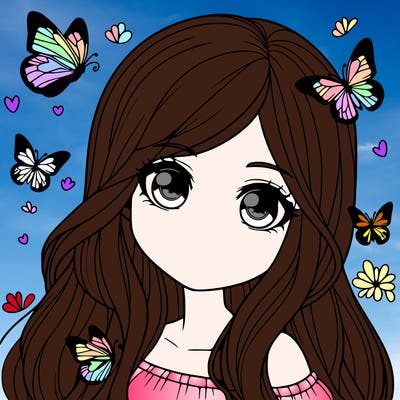 realistic girl with butterflies around her