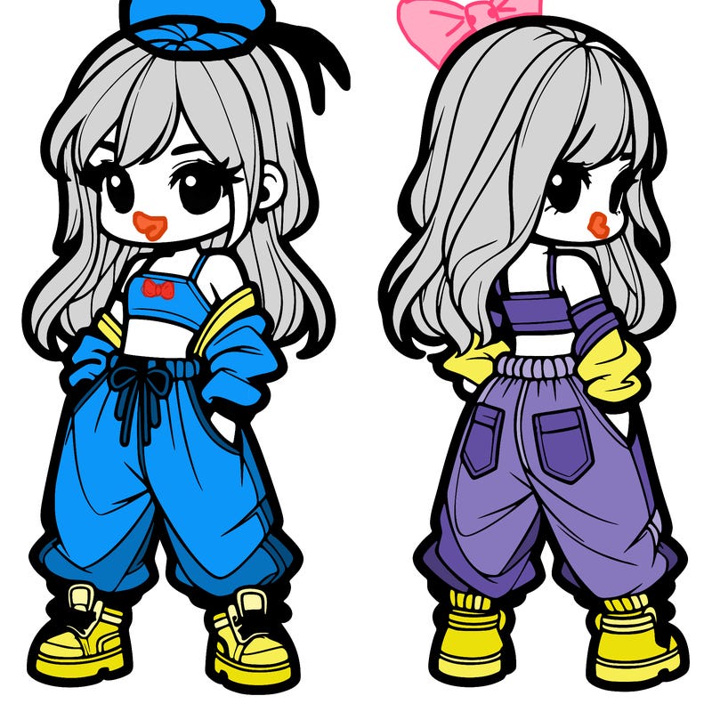 girl in crop top and baggy pants