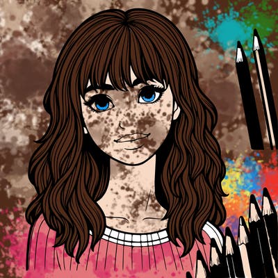 realistic teen with bangs