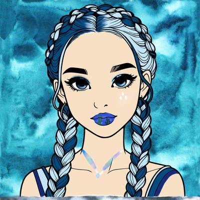 realistic girl with braids