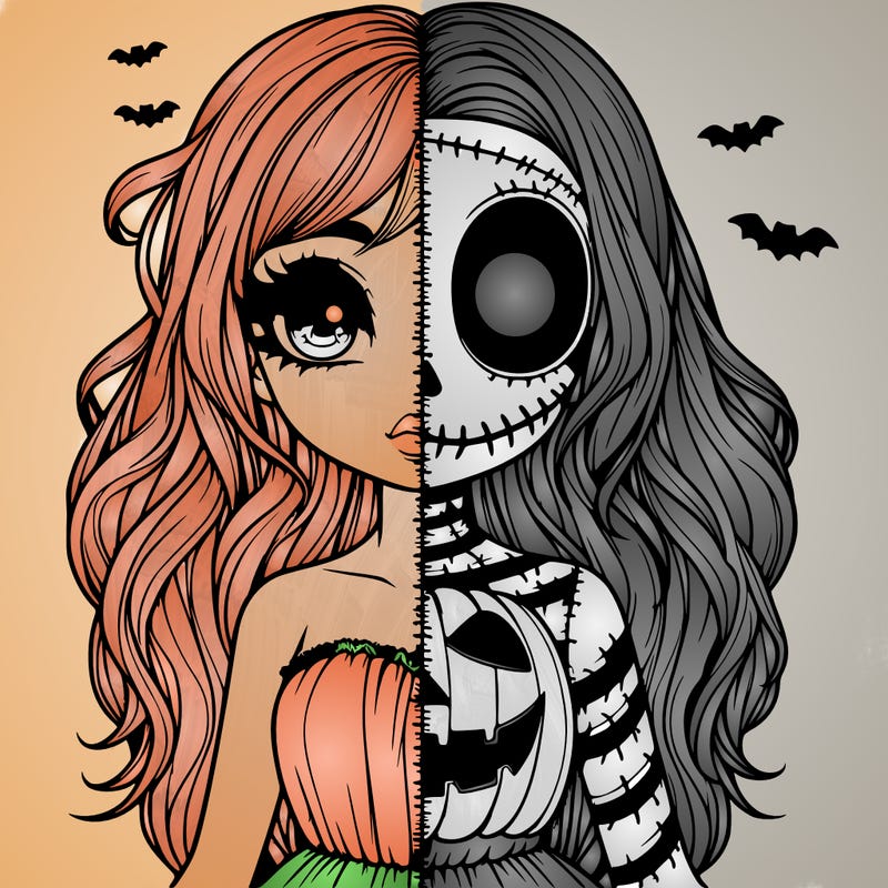 realistic girl halloween split