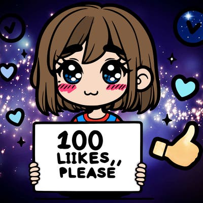 a girl with a sign saying 100 likes, please