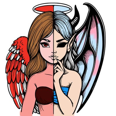 realistic angel half demon