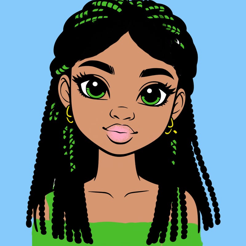 a realistic black girl with braids