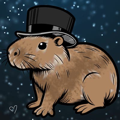 cappybara wearing a top hat