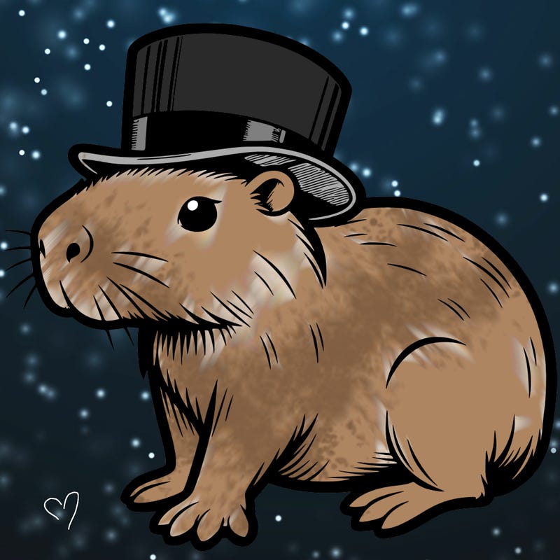 cappybara wearing a top hat