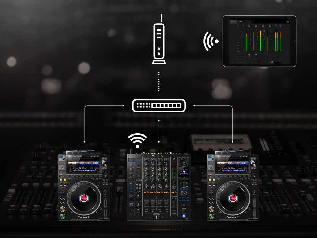 Stagehand: PRO DJ LINK Manager - An iPad using the Stagehand app to wirelessly monitor and control a Pioneer DJ mixer and multi players over a network