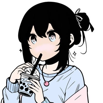 manga character drinking boba