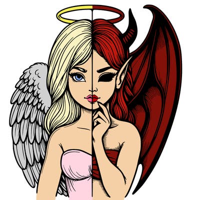 realistic angel half demon