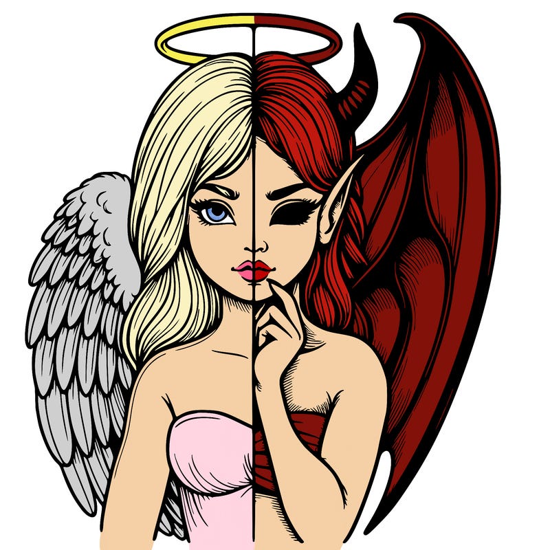 realistic angel half demon