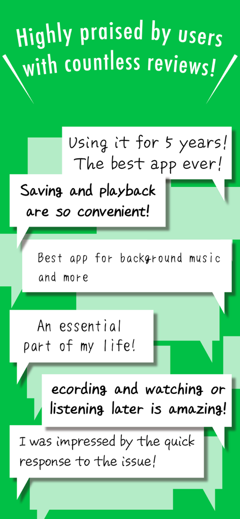 Una raccolta di recensioni e testimonianze positive degli utenti per il lettore video offline Clicha.