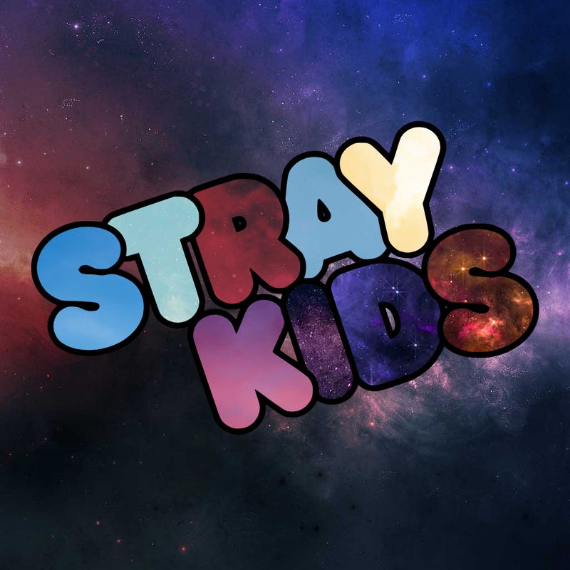 bubble letters saying stray kids
