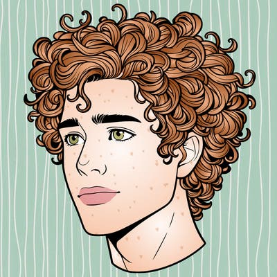 realistic guy with curly hair