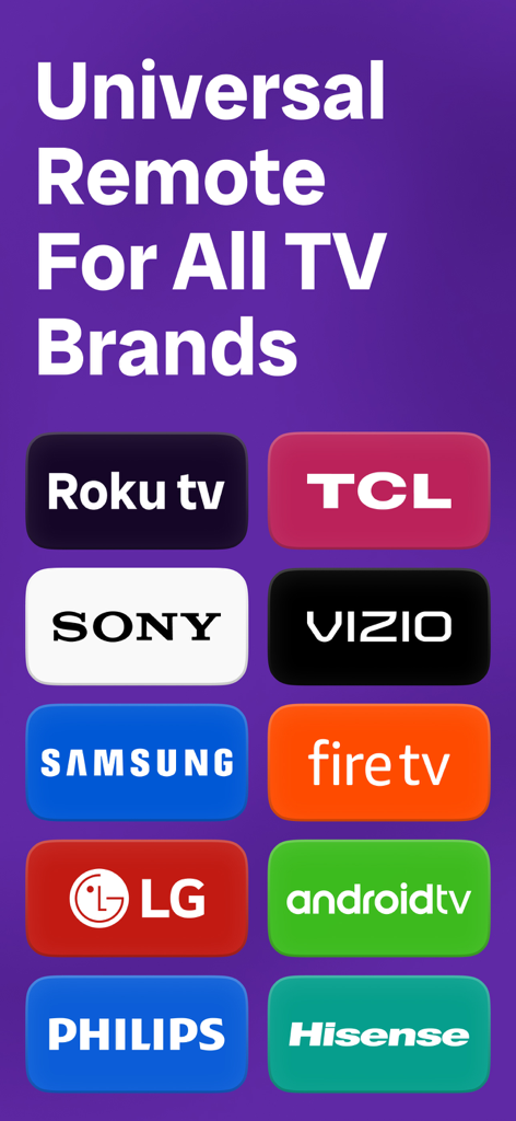 Universal remote control app compatible with Roku Samsung Sony LG and other major TV brands