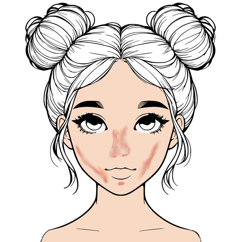 realistic girl with two buns on top of her head