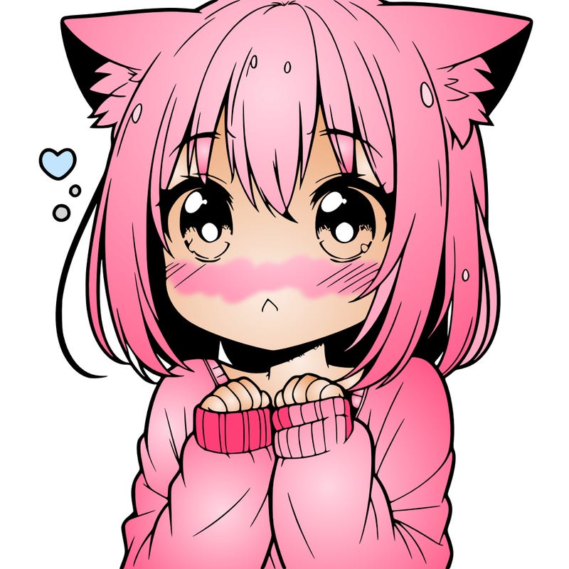 shy anime catgirl