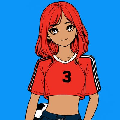 realistic girl wearing soccer jersey
