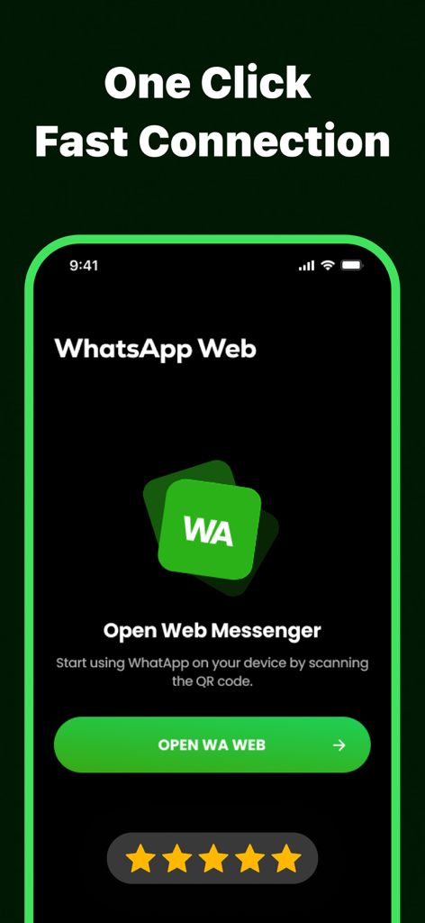 Dual Chat : Web Messenger Plus - Interfaz de la aplicación Dual Chat que muestra un botón de un clic para abrir WhatsApp Web