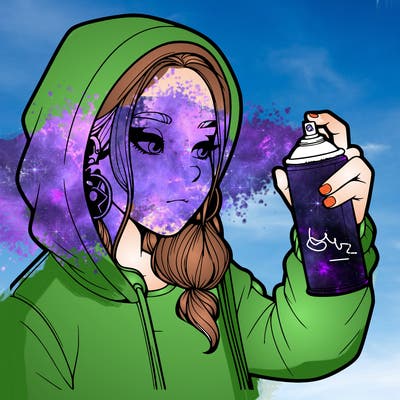 a realistic girl, spray painting