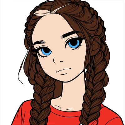 realistic girl with braids