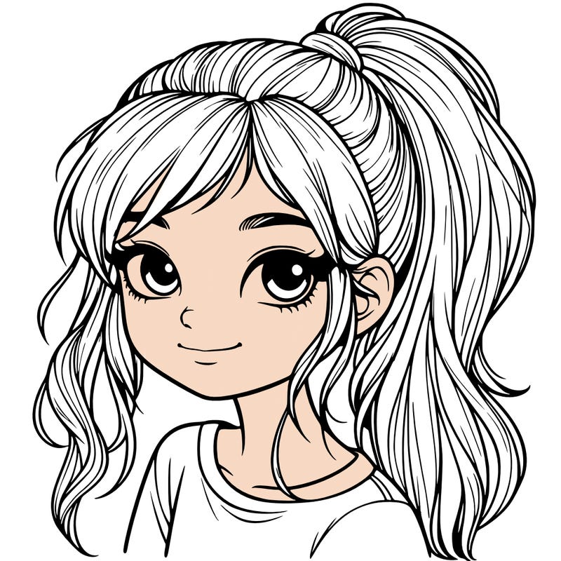 realistic girl with ponytail