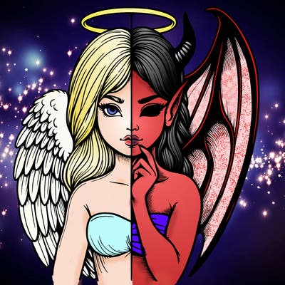 realistic angel half demon