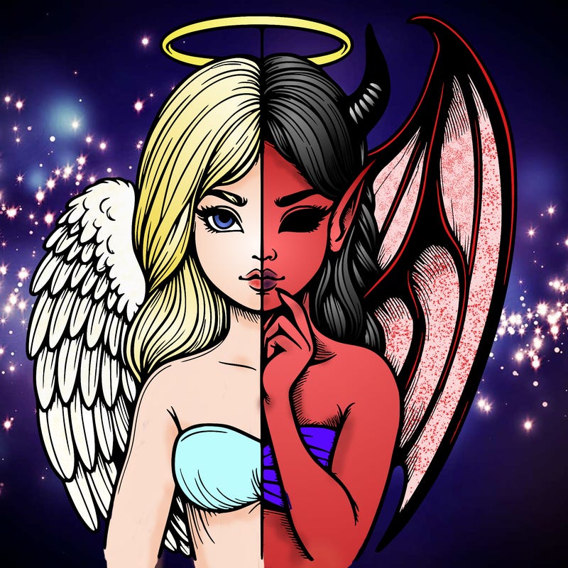 realistic angel half demon