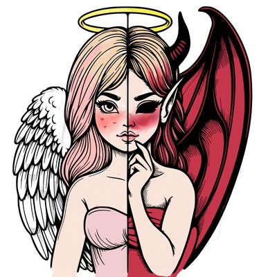 realistic angel half demon