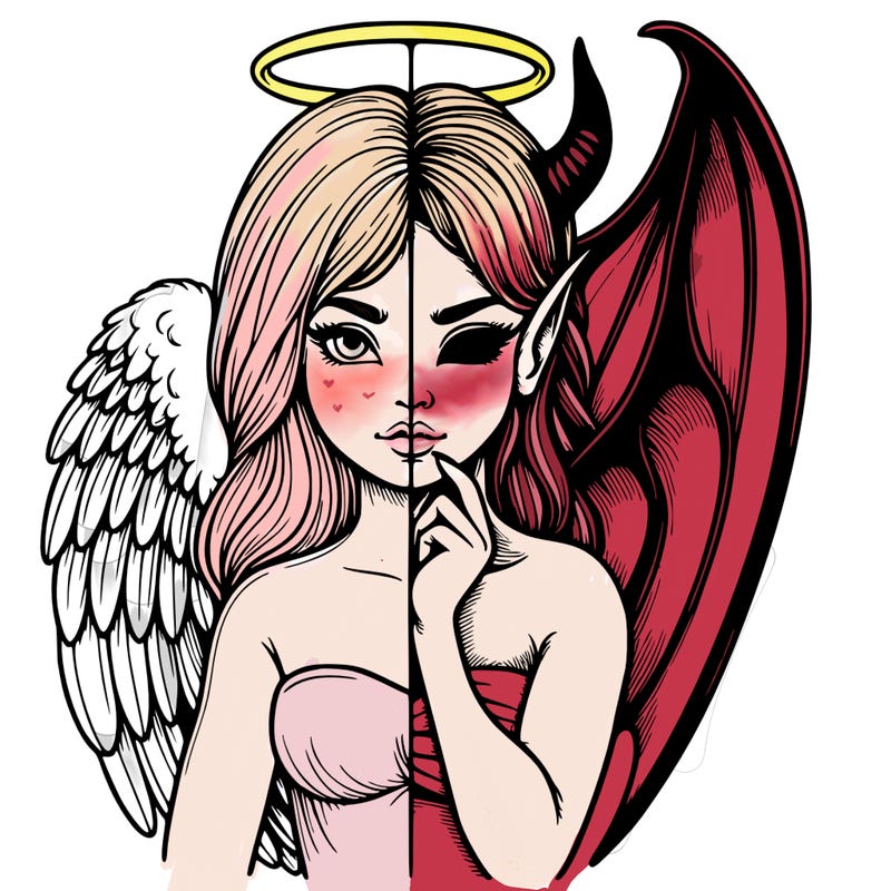 realistic angel half demon