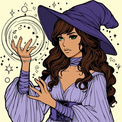 realistic women sorcerer using magic