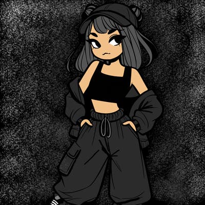 girl in crop top and baggy pants