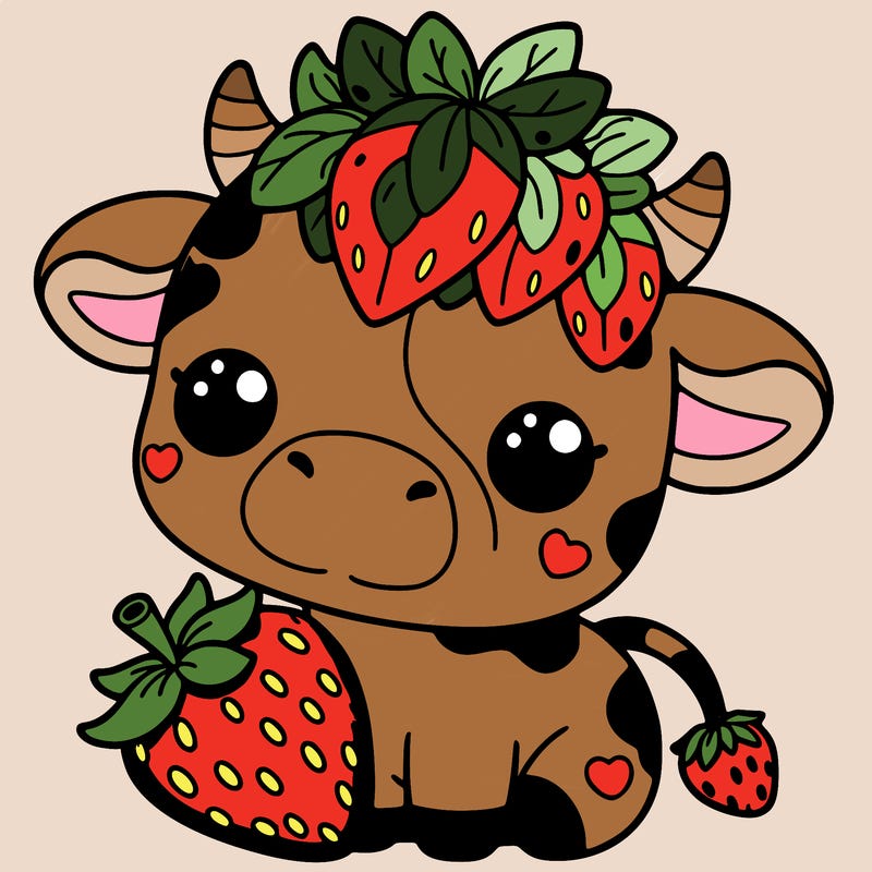 cute strawberry cow
