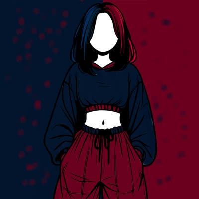 realistic girl faceless with baggy pants and a crop top