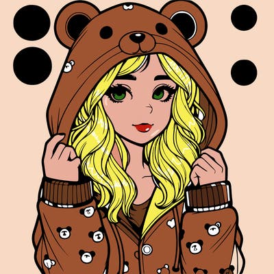 realistic girl in a animal pjs hoodie