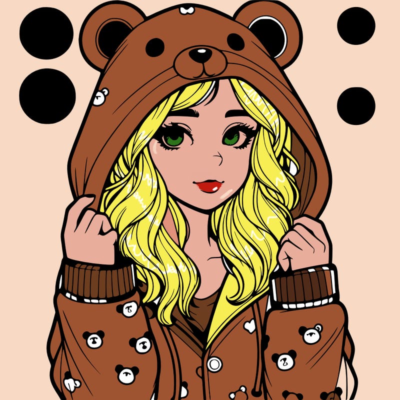 realistic girl in a animal pjs hoodie