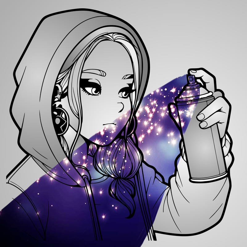 a realistic girl, spray painting