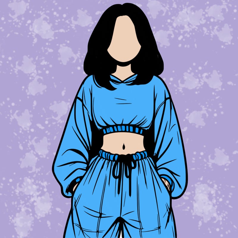 realistic girl faceless with baggy pants and a crop top