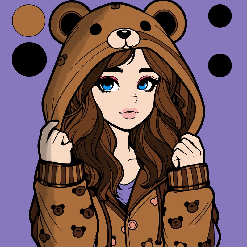 realistic girl in a animal pjs hoodie