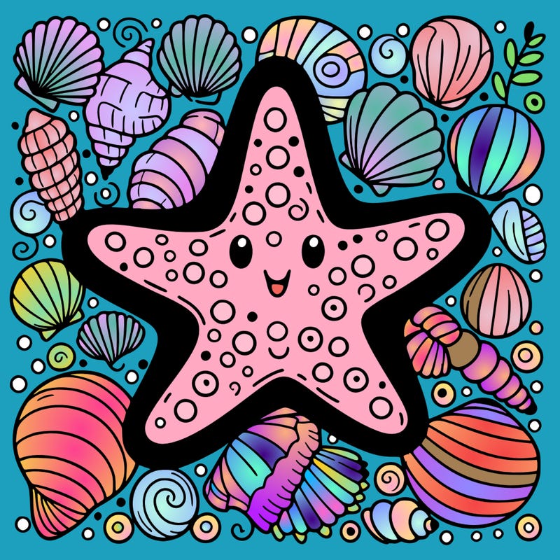 starfish surrounded by seashells