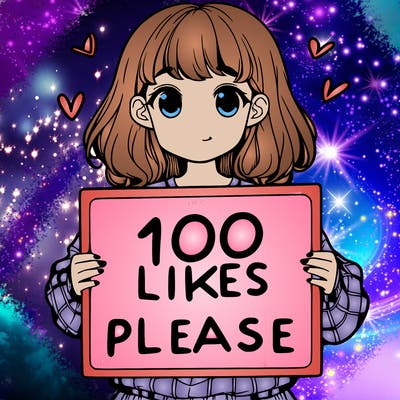 a girl holding a sign saying 100 likes please